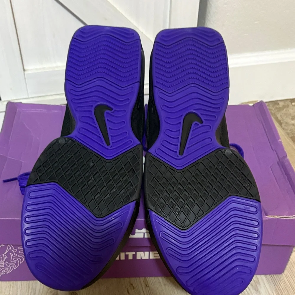 Nike Men's Purple and Black LeBron Witness 8 Athletic Shoes with Yellow Accents